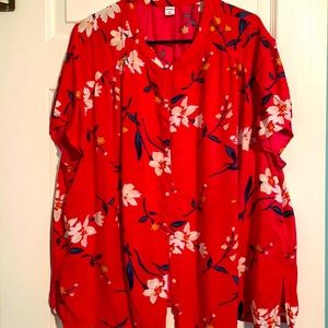Women’s XXL Floral Red Shirt, Old Navy